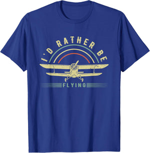Funny Pilot Shirt I'd Rather Be Flying Airplane Pilot Gift T-Shirt - T-Shirt | Royal