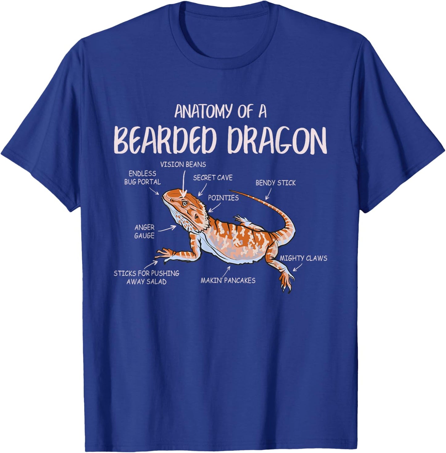 Anatomy Of A Bearded Dragon Pet Reptile Lizard Lovers Funny T-Shirt - T-Shirt | Royal