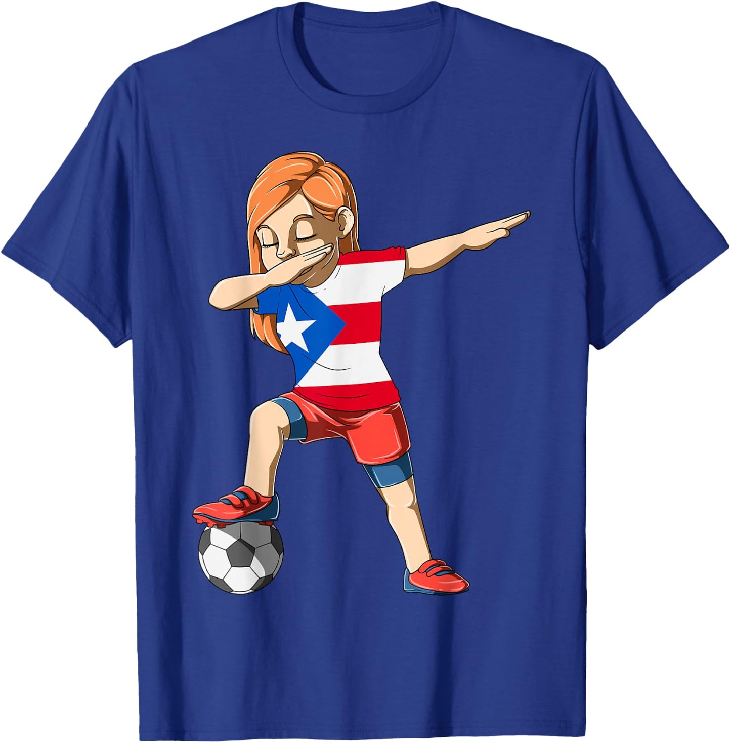 Dabbing Soccer Girl Puerto Rico Jersey Puerto Rican T-Shirt - T-Shirt | Royal