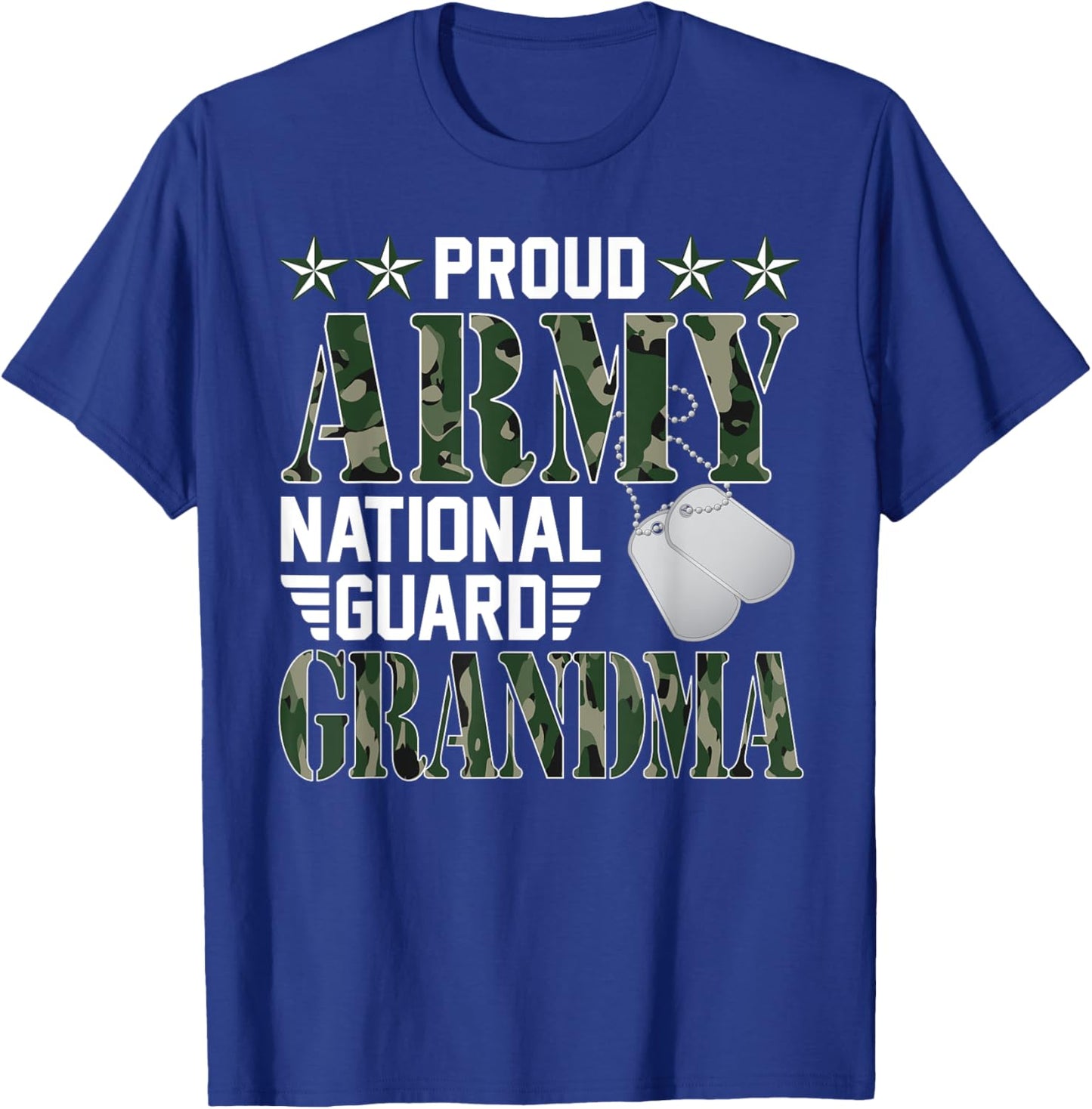 Proud Army National Guard Grandma Military Family Veteran T-Shirt - T-Shirt | Royal