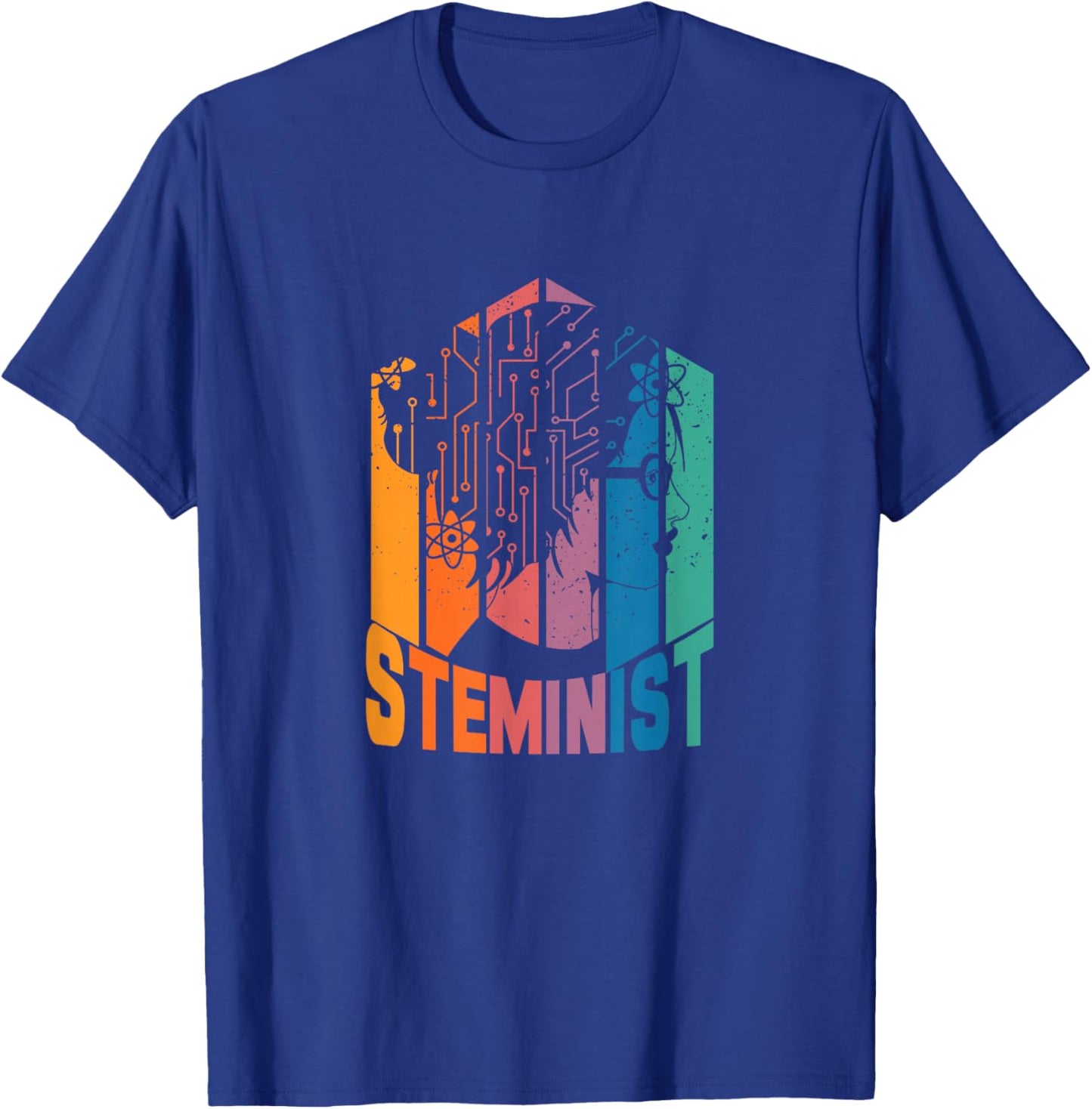 Vintage Steminist | Scientist Feminist | Women In STEM T-Shirt - T-Shirt | Royal