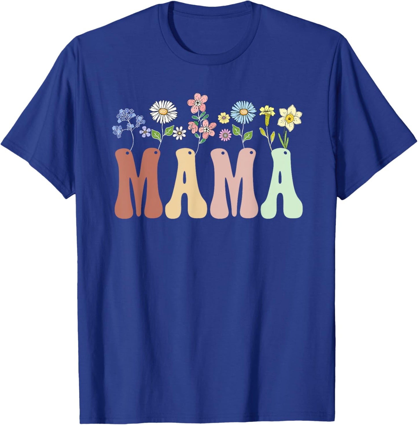 Mama Gifts Women Wildflower Floral Design Mama T-Shirt - T-Shirt | Royal
