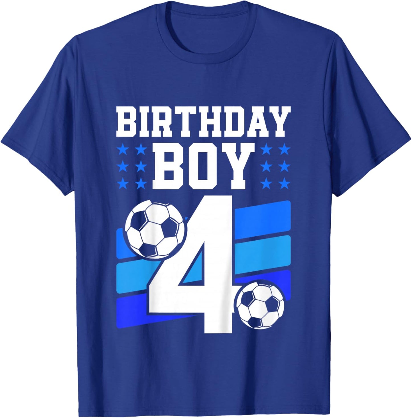 Kids 4 Years Old Boy 4th Birthday Gift Bday Soccer Birthday Boy T-Shirt - T-Shirt | Royal