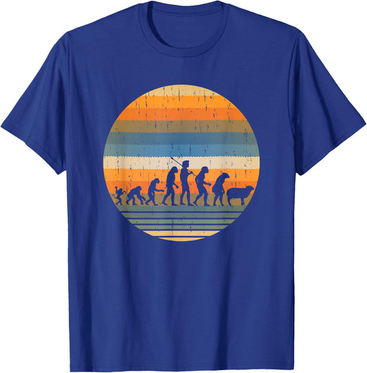 Funny Monkey Ape to Sheeple Sarcastic Retro Evolution of Man T-Shirt - T-Shirt | Royal