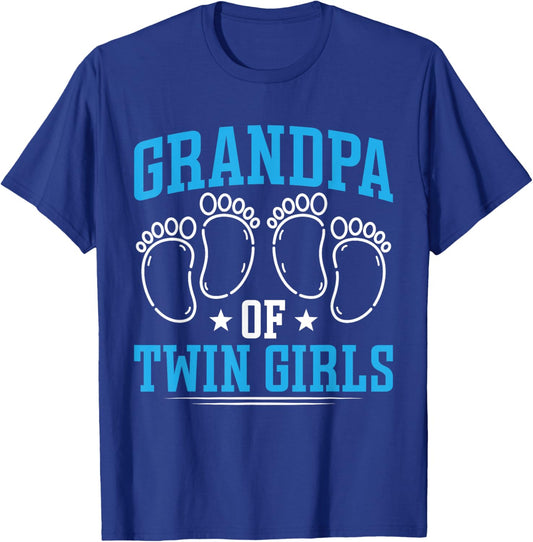 Grandpa Of Twin Girls Grandfather Of Two Twin Grandpa T-Shirt - T-Shirt | Royal