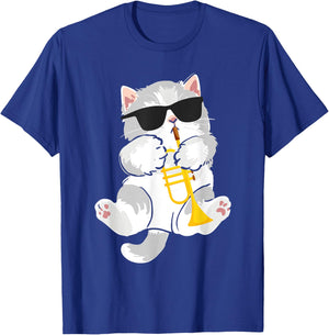 Trumpeter Cat - Trumpet Player Marching Band T-Shirt - T-Shirt | Royal