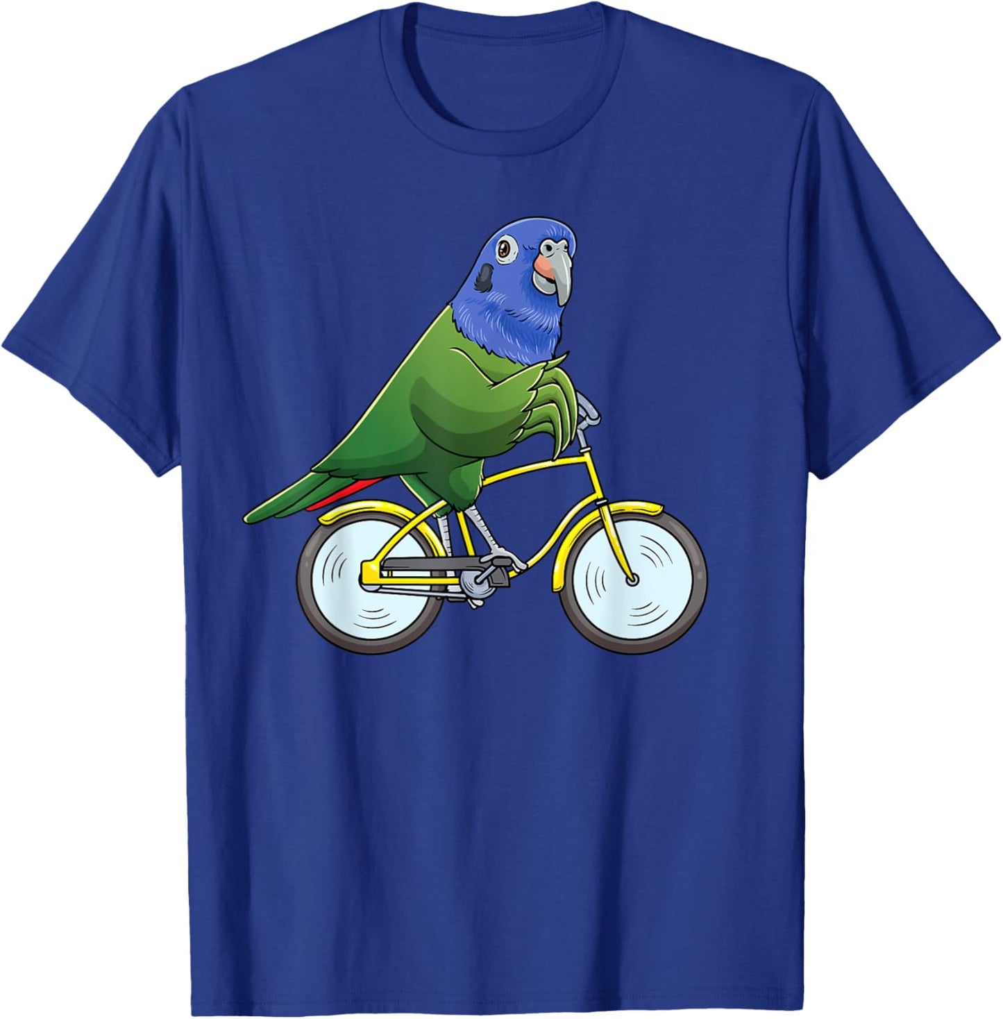 Pionus Parrot On A Bike Bird Riding Bicycle T-Shirt - T-Shirt | Royal