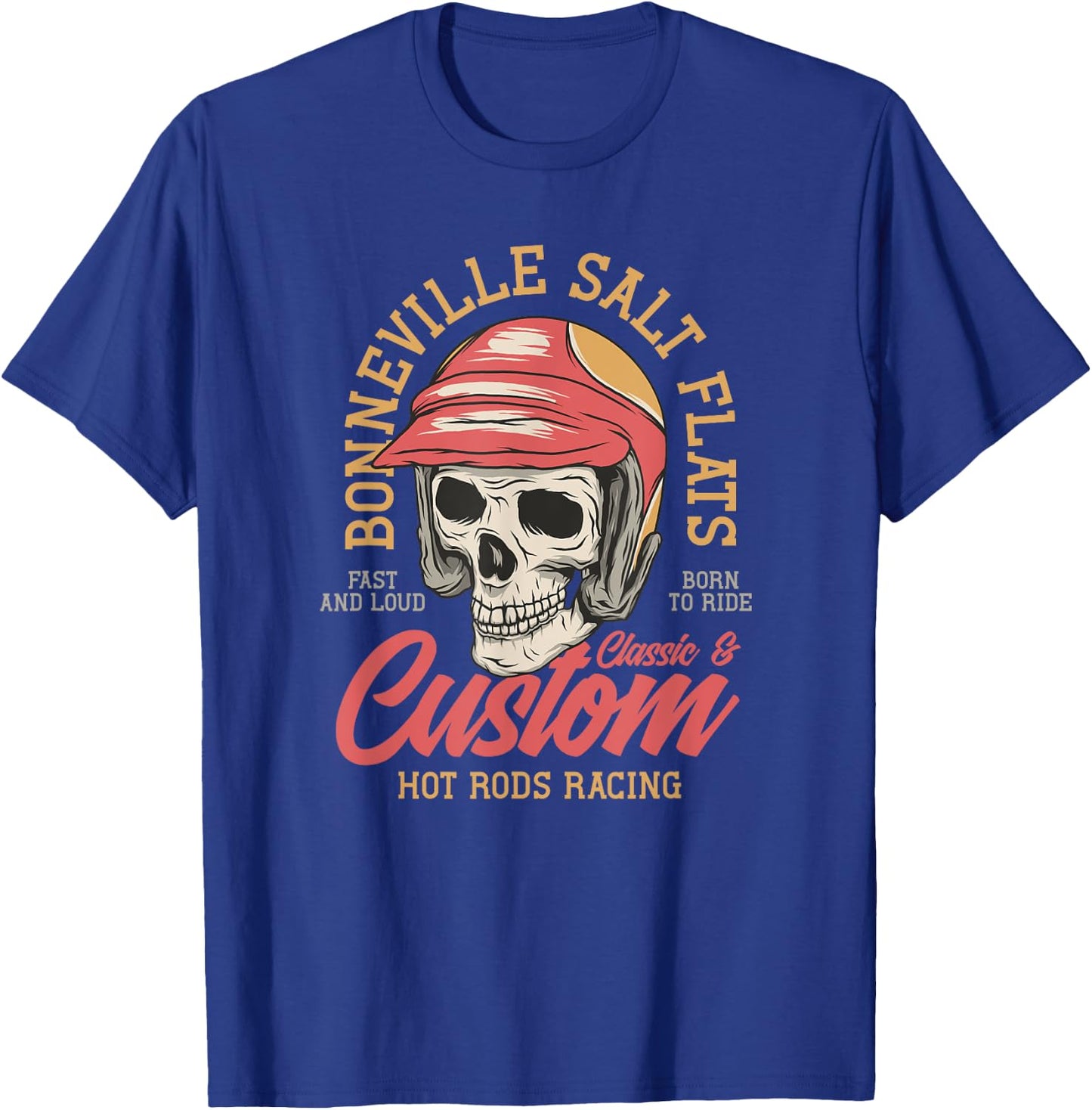 Hot Rod Costum Garage Skeleton Old School Racing Skull T-Shirt - T-Shirt | Royal