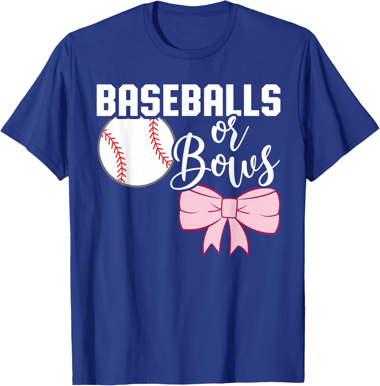 Cute Baseballs or Bows Gender Reveal - Team Boy or Team Girl T-Shirt - T-Shirt | Royal