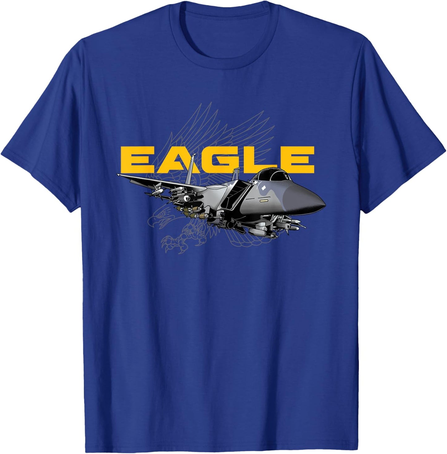 F15 Eagle Military Airplane T-Shirt - T-Shirt | Royal