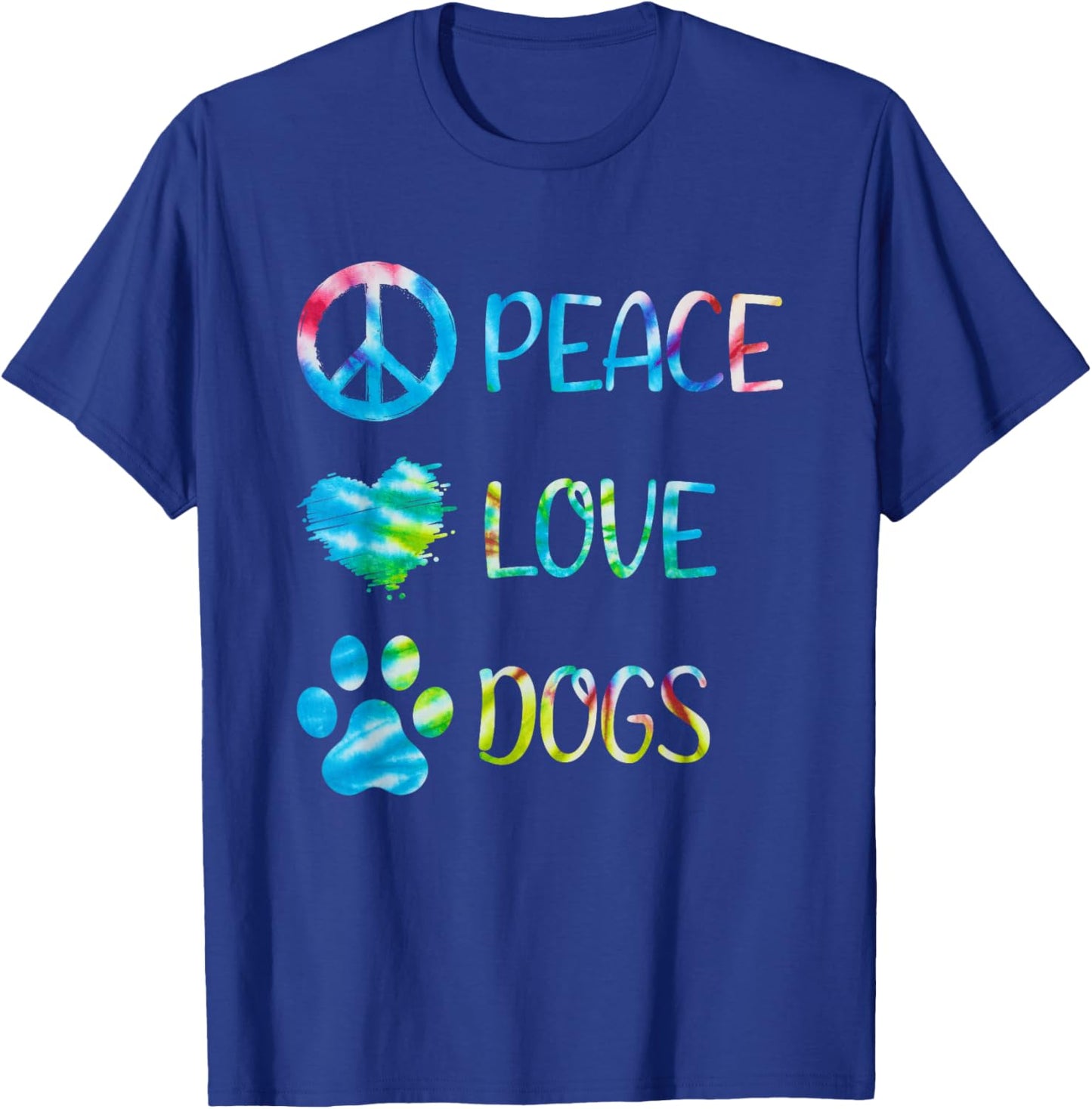 Peace Love Dogs Unity Heart Color Mama Breed Paws Bone Dogs T-Shirt - T-Shirt | Royal