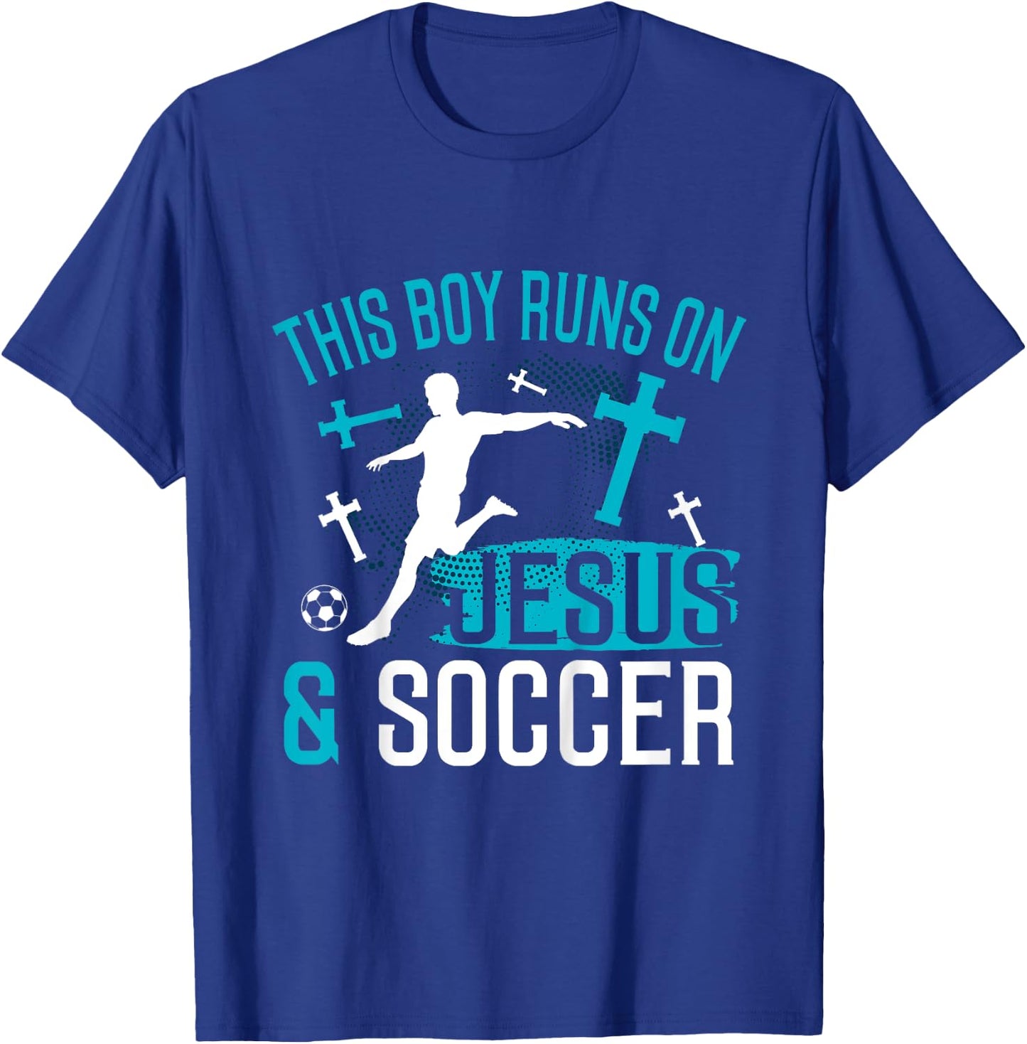 Kids Jesus and Soccer Shirt Christian Religious Player Boys Gift T-Shirt - T-Shirt | Royal