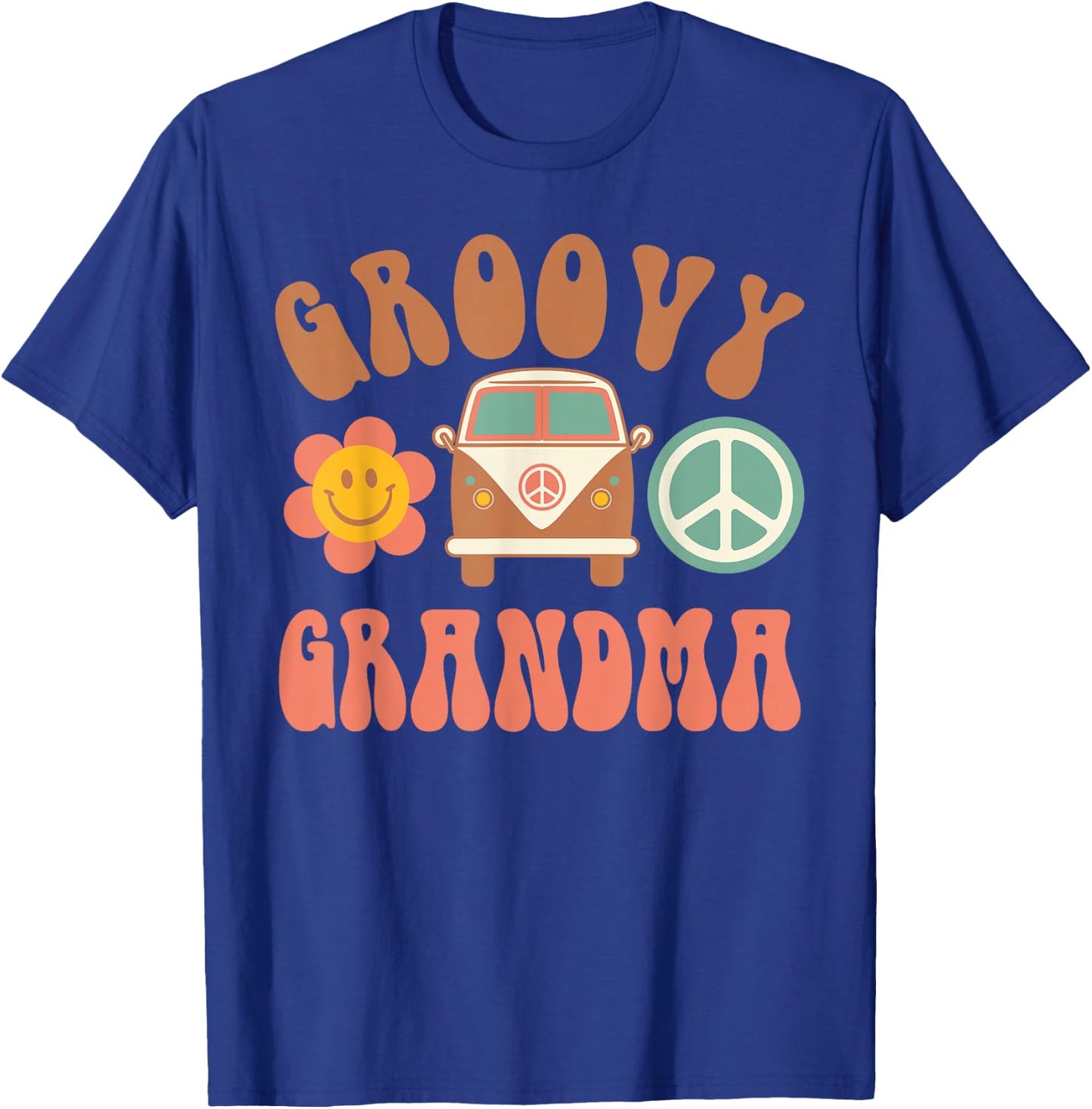 Retro Groovy Grandma Matching Family Birthday Party T-Shirt - T-Shirt | Royal