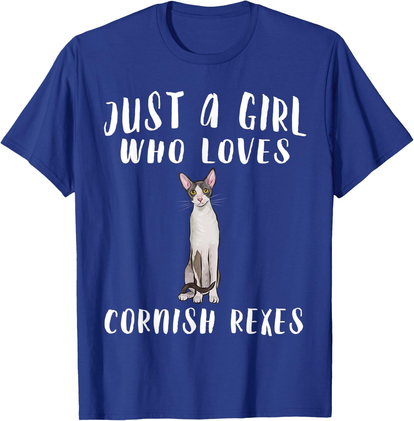 Im Just A Girl Who Loves Cornish Rexes Cat Lover Gift T-Shirt - T-Shirt | Royal