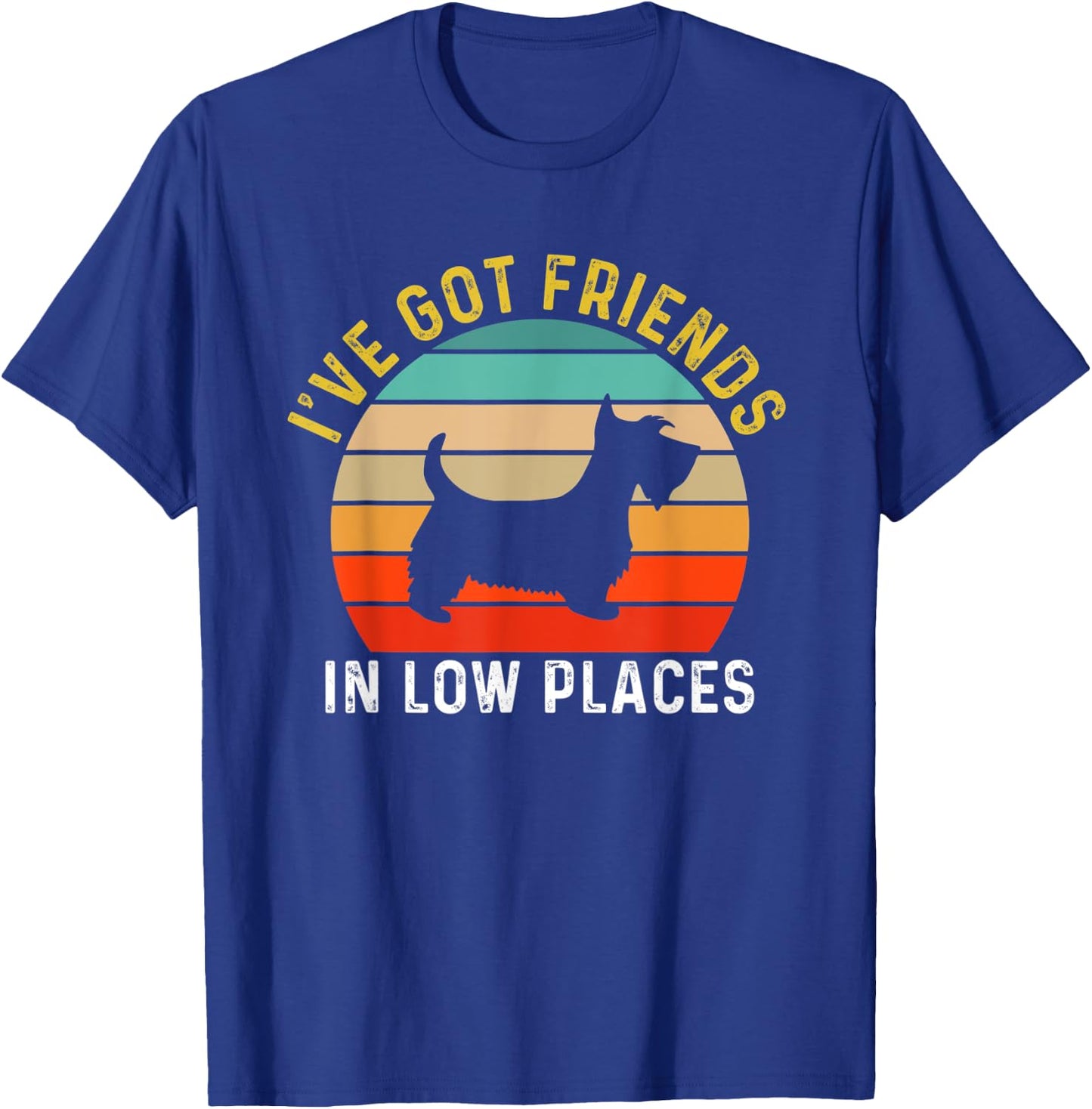 I've Got Friends In Low Places Scottie Funny Dog Retro Women Kids T-Shirt - T-Shirt | Royal