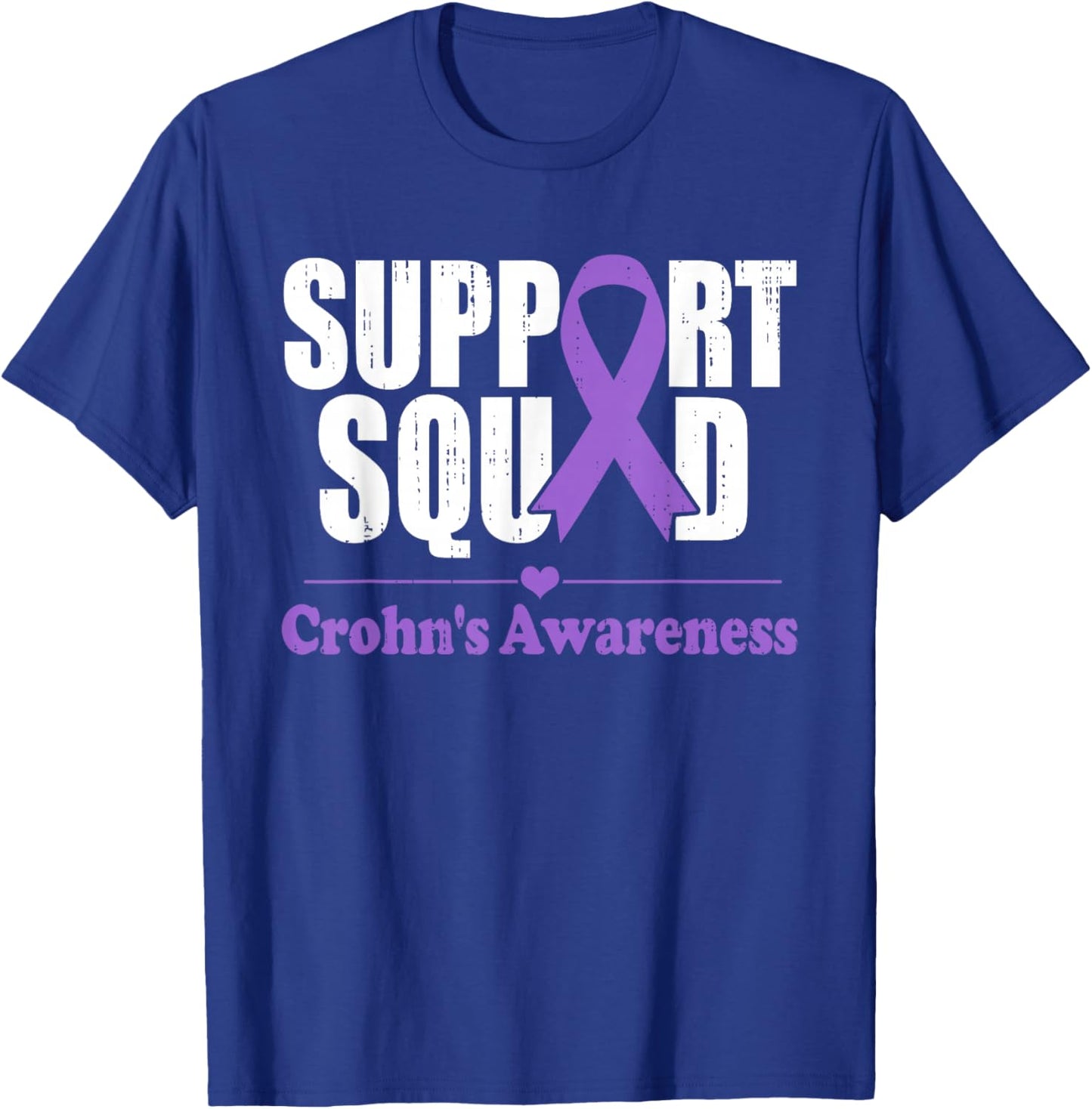 Support Crohns Disease Squad Purple Ribbon Crohn's Awareness T-Shirt - T-Shirt | Royal