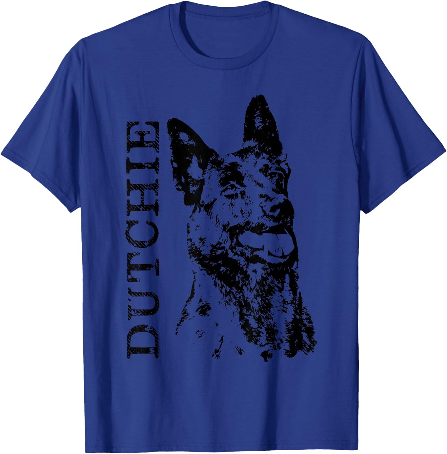 K9PrintArt Dutchie - Dutch Shepherd Dutchie , Men's Grey Small Classic Fit Short Sleeve Collarless Modern T-Shirt - T-Shirt | Royal