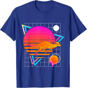 Pachycephalosaurus Retro 80s Style Vintage Dinosaur T-Shirt - T-Shirt | Royal