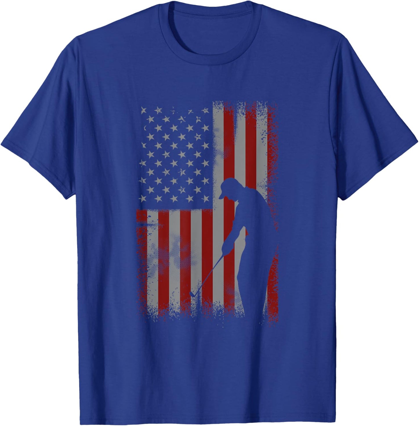Retro American Flag Golf Gift Golfer Men Golf Club Gift T-Shirt - T-Shirt | Royal