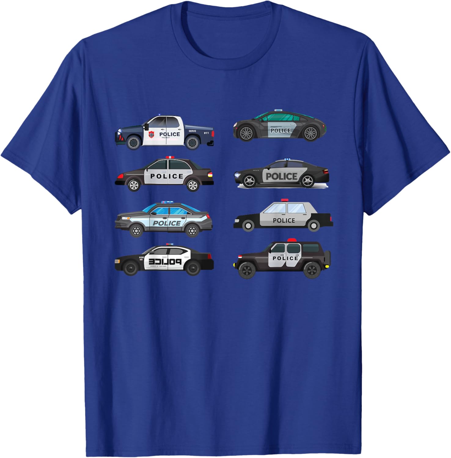 Police Cars Birthday for Boys Girls Toddlers T-Shirt - T-Shirt | Royal