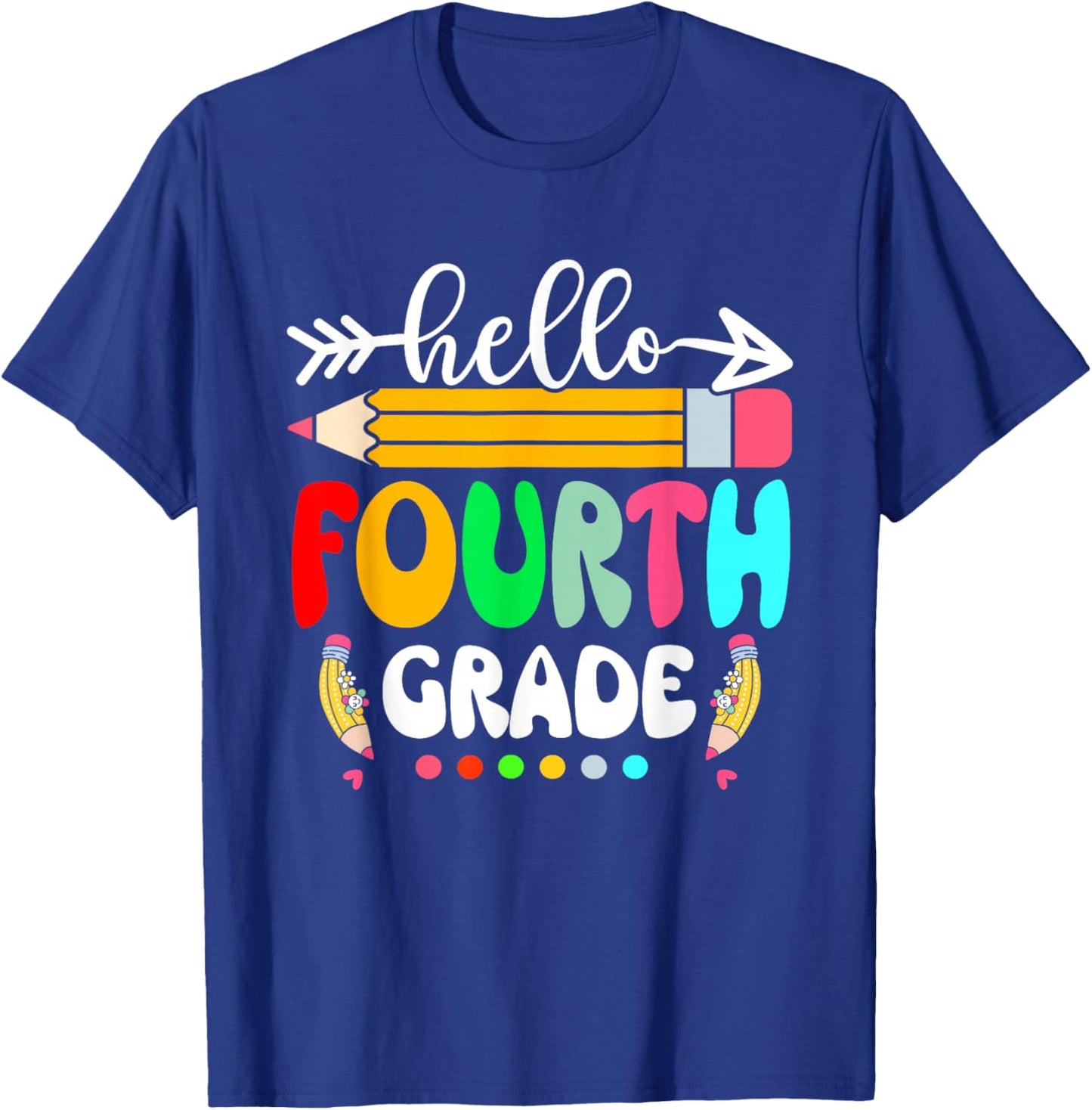 Hello Fourth Grade 4th Grade Back To School Teacher Student T-Shirt - T-Shirt | Royal