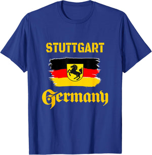 Stuttgart, Germany Deutschland shirts & gifts - Stuttgart Germany Football Souvenir - -Adults - Black - Small - Short Sleeve - Classic Fit - Cotton, Polyester T-Shirt - T-Shirt | Royal
