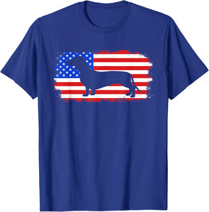 Dachshund American Flag 4th of July Dog Patriotic Women Kids T-Shirt - T-Shirt | Royal