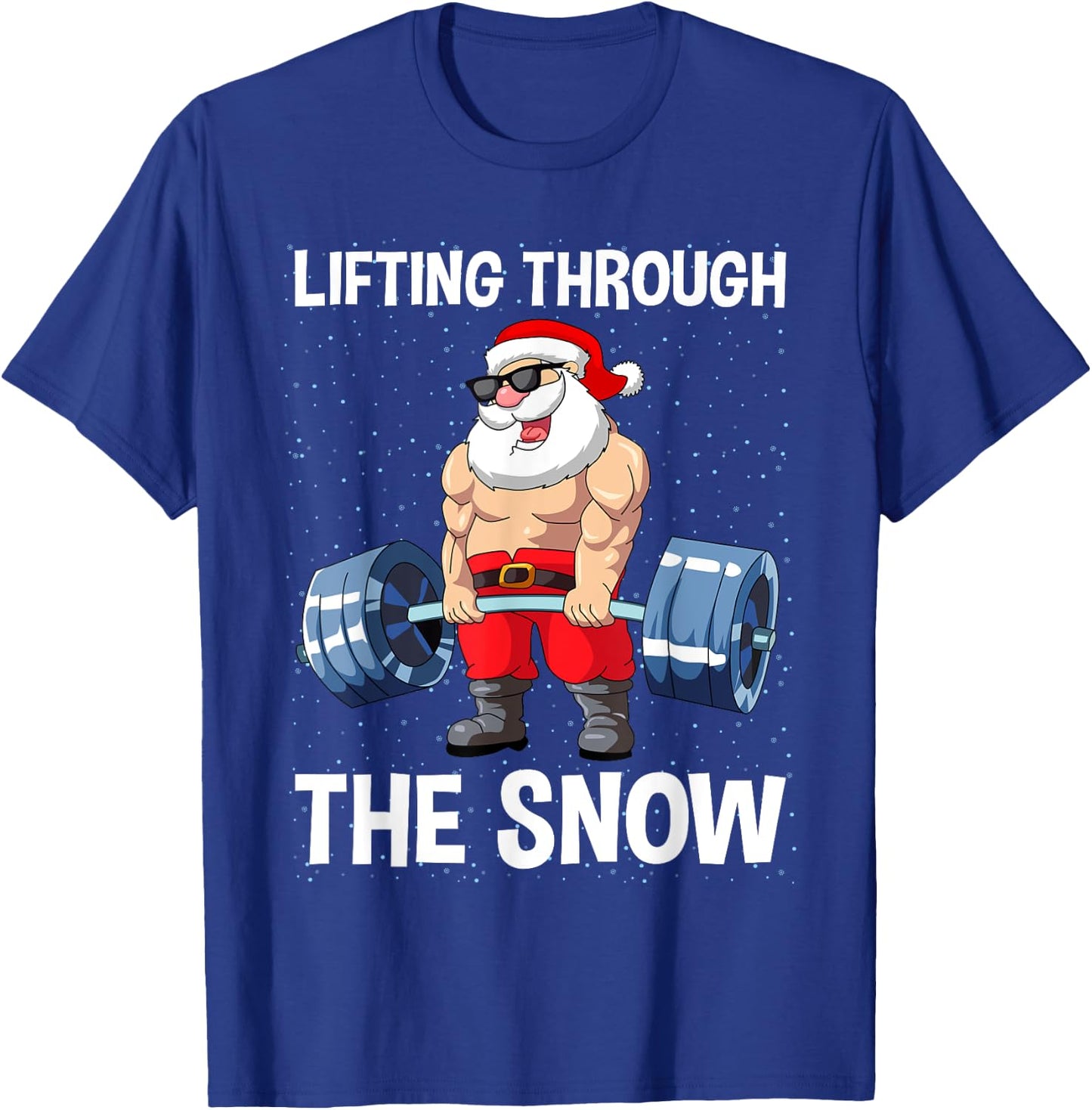 Lifting Through The Snow Gym Fitness Christmas Men Women T-Shirt - T-Shirt | Royal