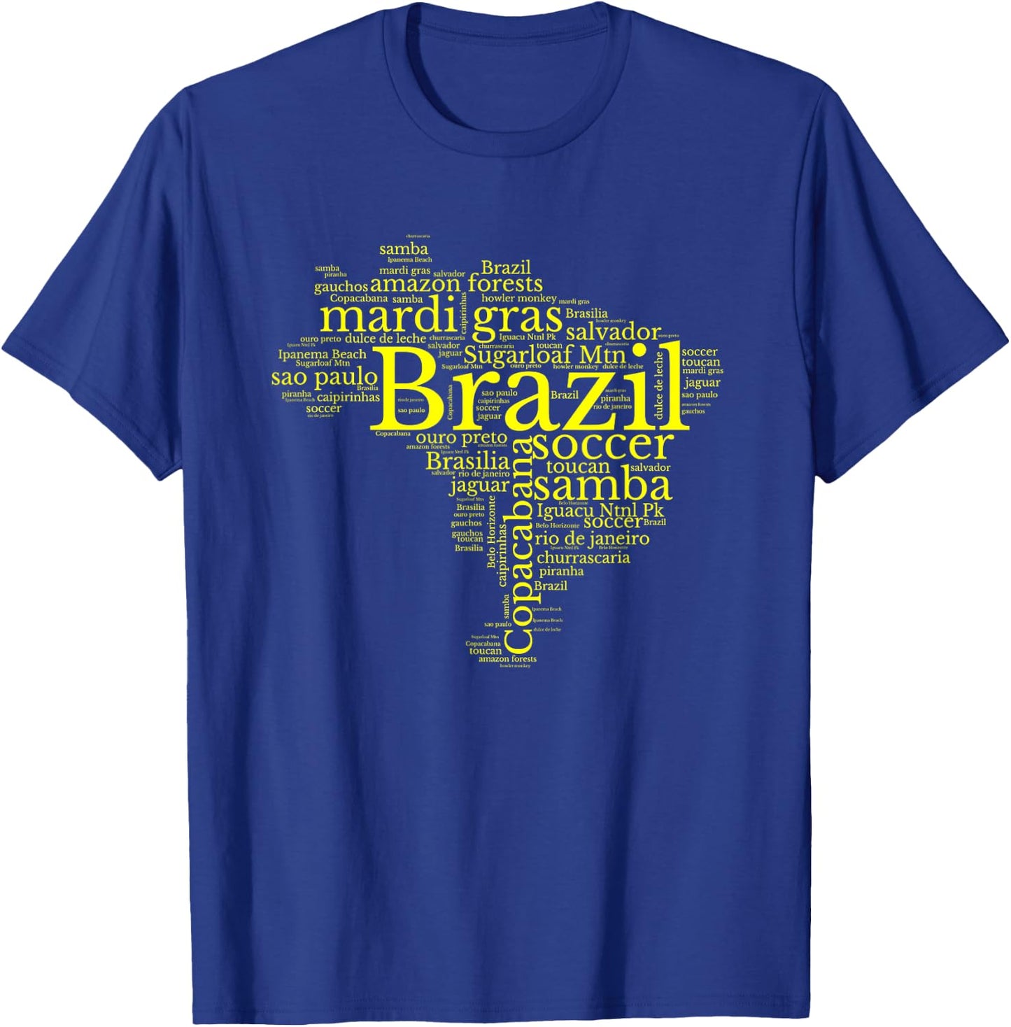 Brazil Map Brazilian Soccer Copacabana Brasil Men Women Gift T-Shirt - T-Shirt | Royal