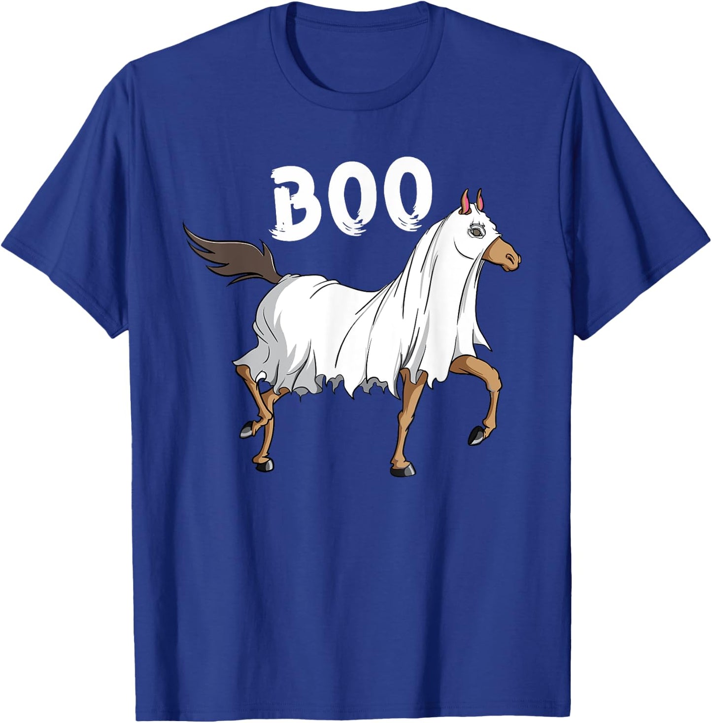 Horse Ghost Boo | Equestrian Horse Lover Farmer Halloween T-Shirt - T-Shirt | Royal