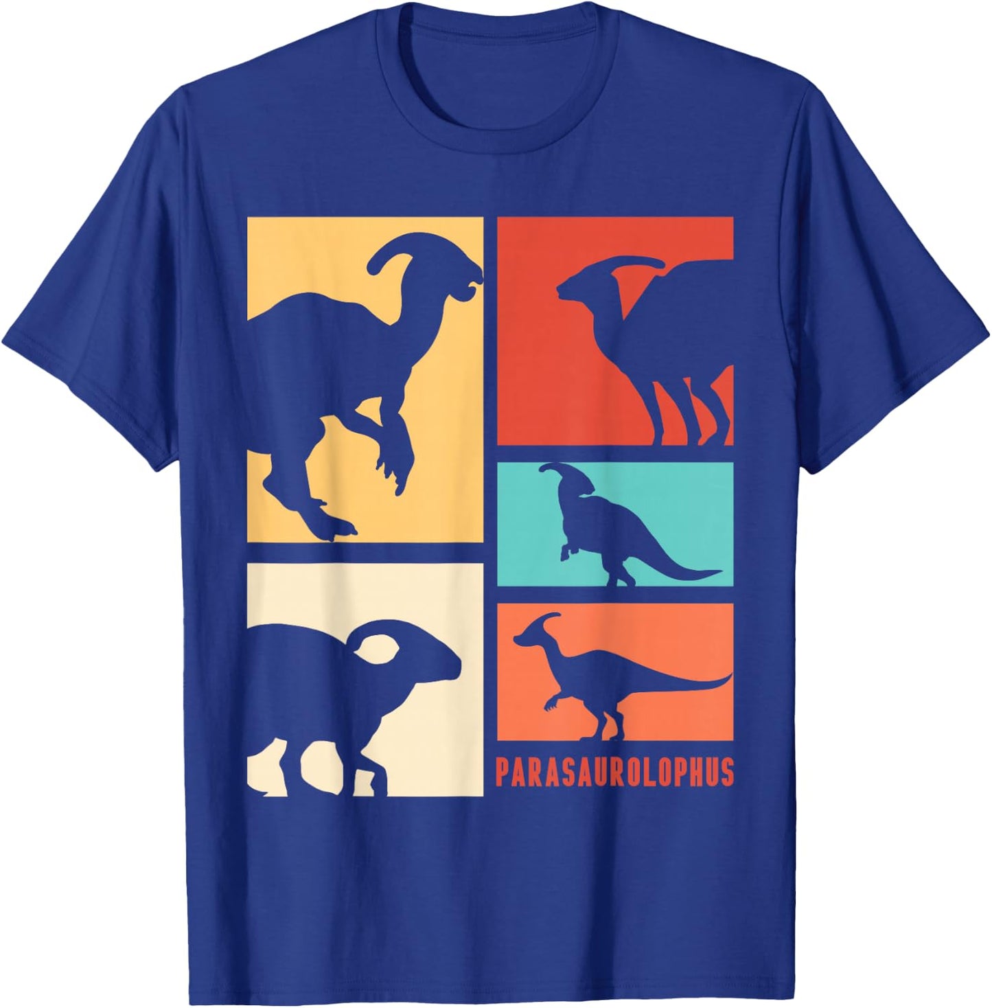 Parasaurolophus Dinosaur Parasaurolophuses Silhouette Retro T-Shirt - T-Shirt | Royal
