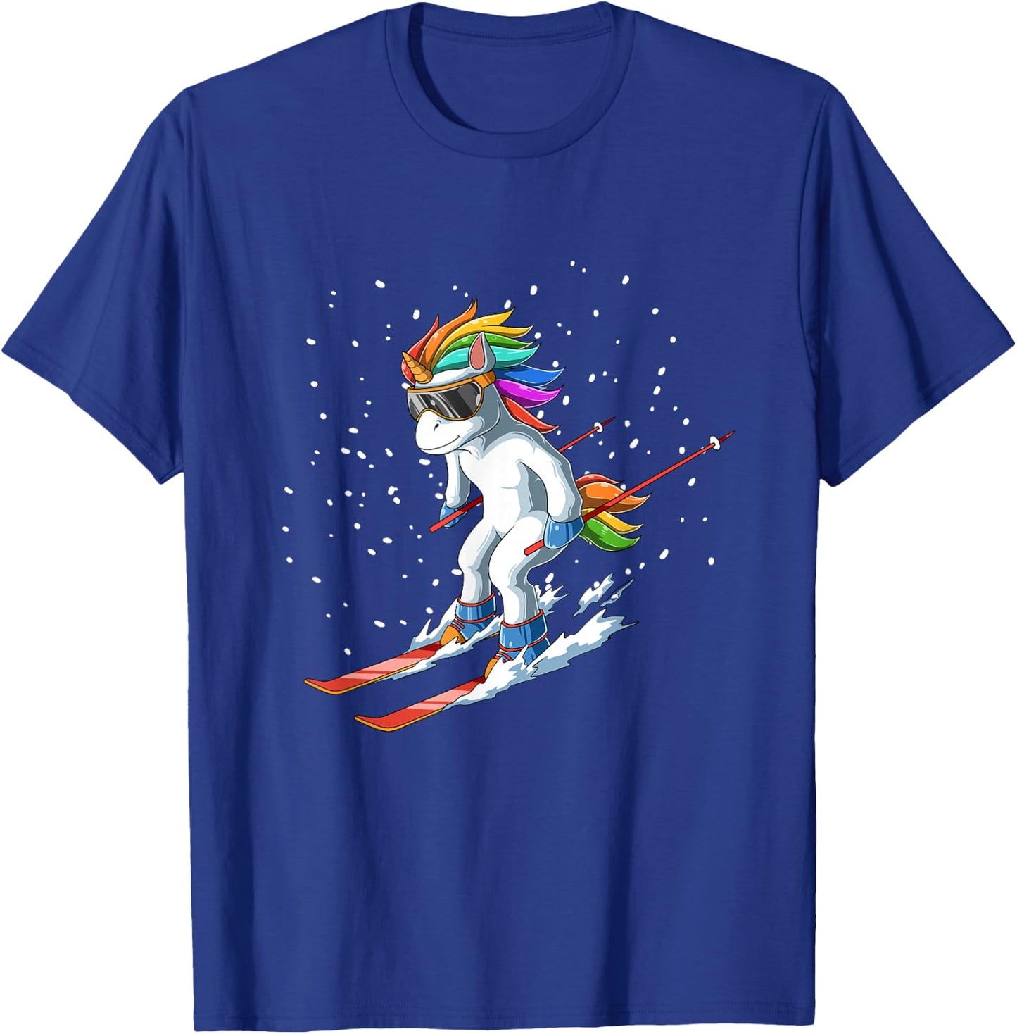 Unicorn on Ski - Funny Ski Gift T-Shirt - T-Shirt | Royal