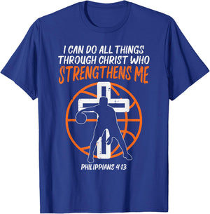 Can Do All Things Basketball Religious Christian Men Women T-Shirt - T-Shirt | Royal
