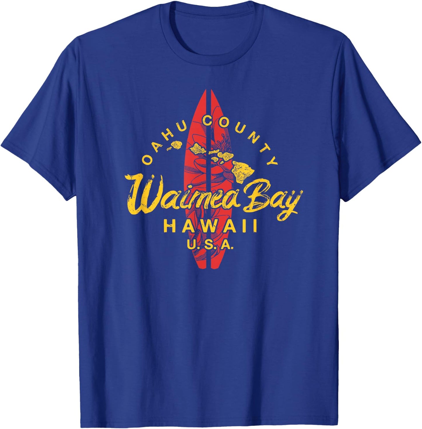 Waimea Bay Hawaii North Shore Hawaiian Surfing Vintage T-Shirt - T-Shirt | Royal