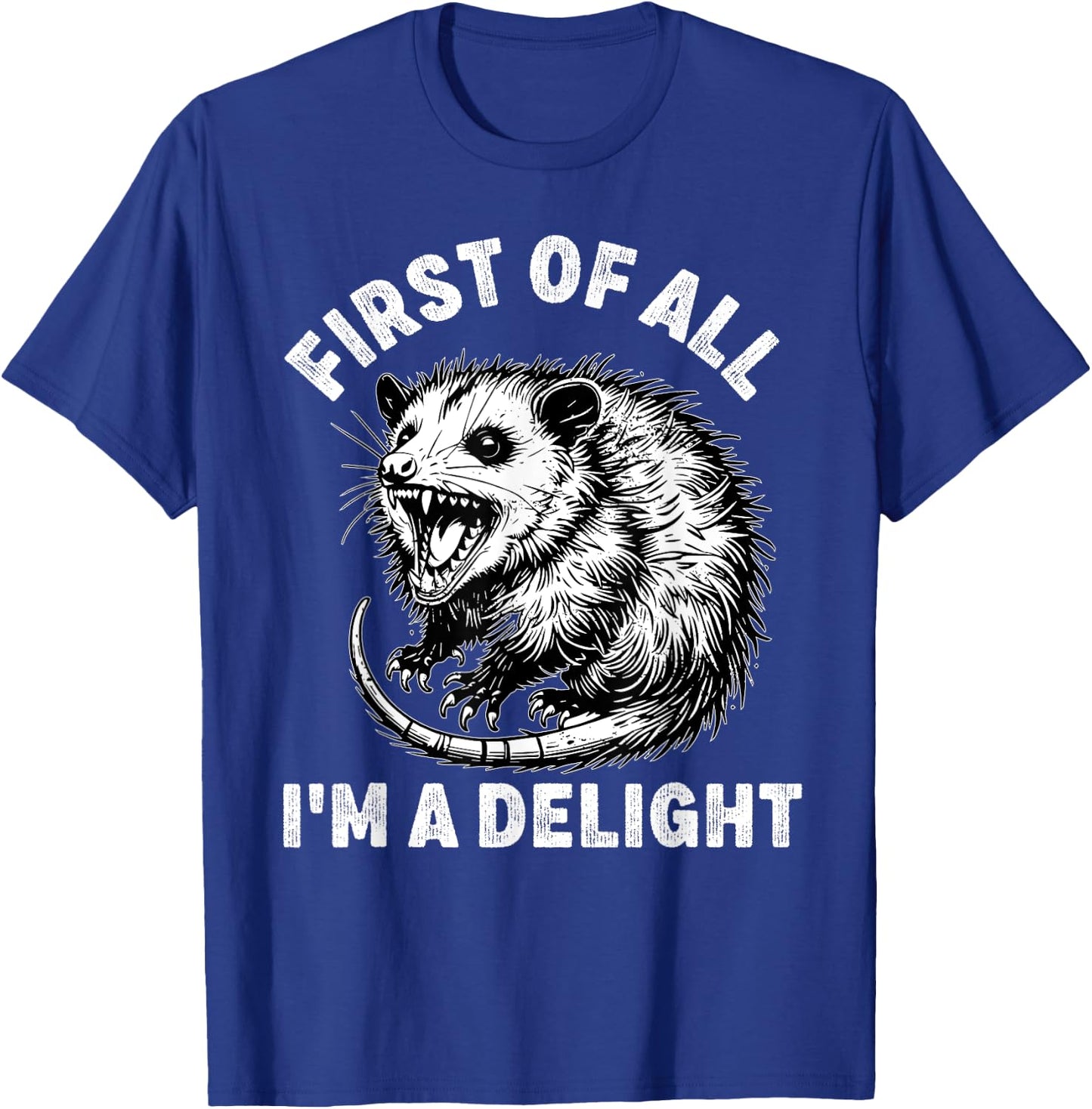 First of All I'm a Delight Men Women Funny Possum Possum T-Shirt - T-Shirt | Royal
