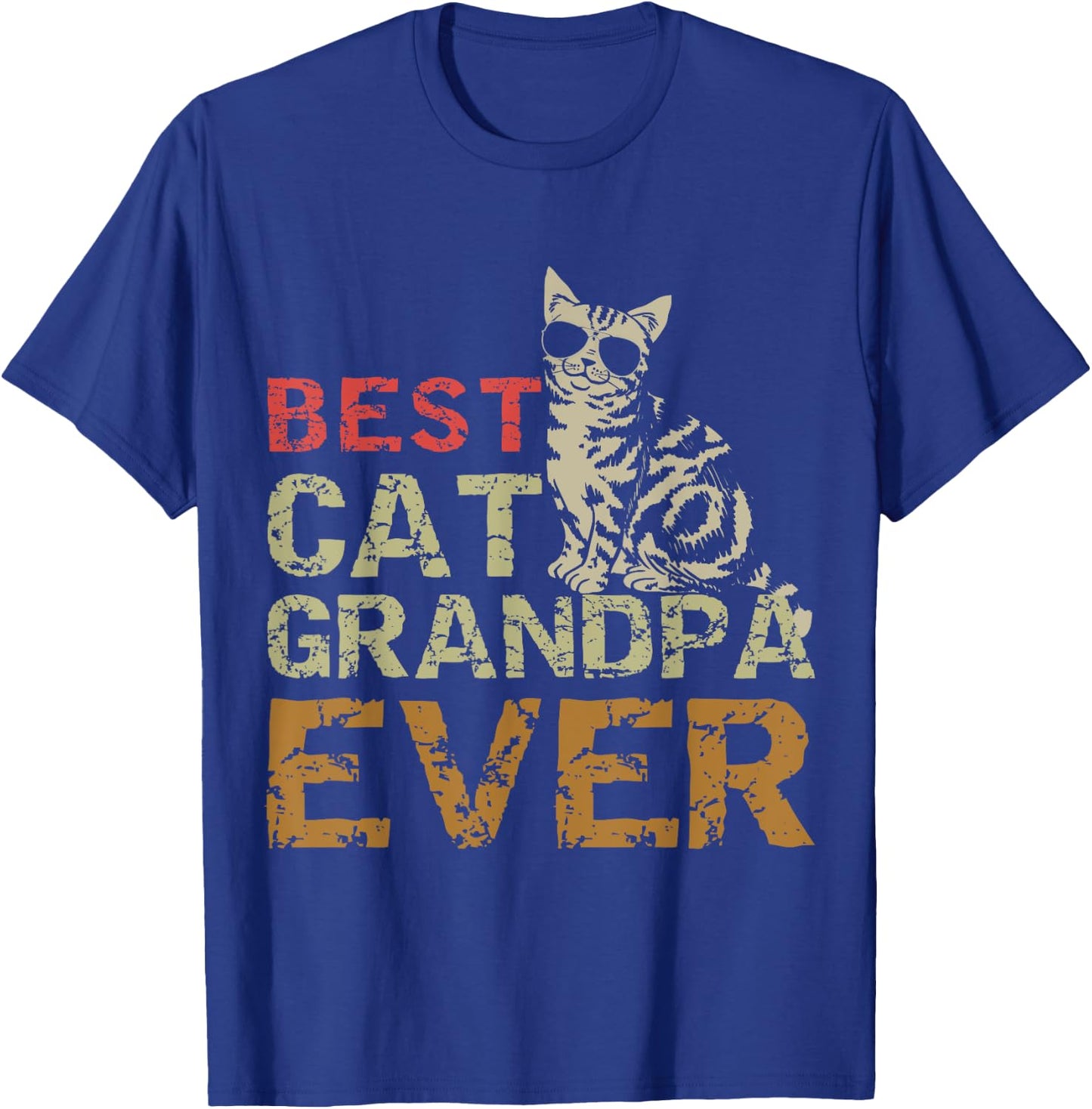 Best Cat Grandpa Ever Funny Cat Kitty Lover Retro Style Gift Women Girls Kids T-Shirt - T-Shirt | Royal
