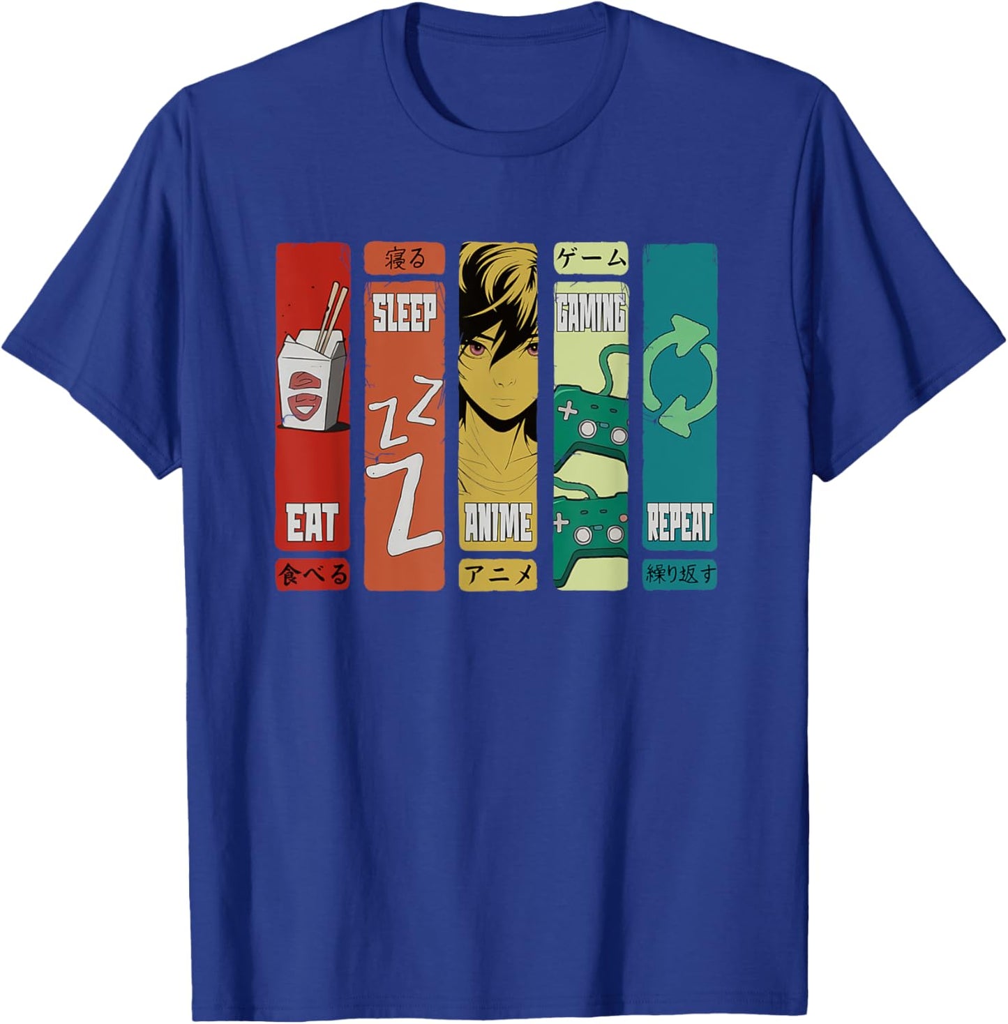 Eat Sleep Anime Gaming Repeat Funny Kawaii Anime Manga T-Shirt - T-Shirt | Royal