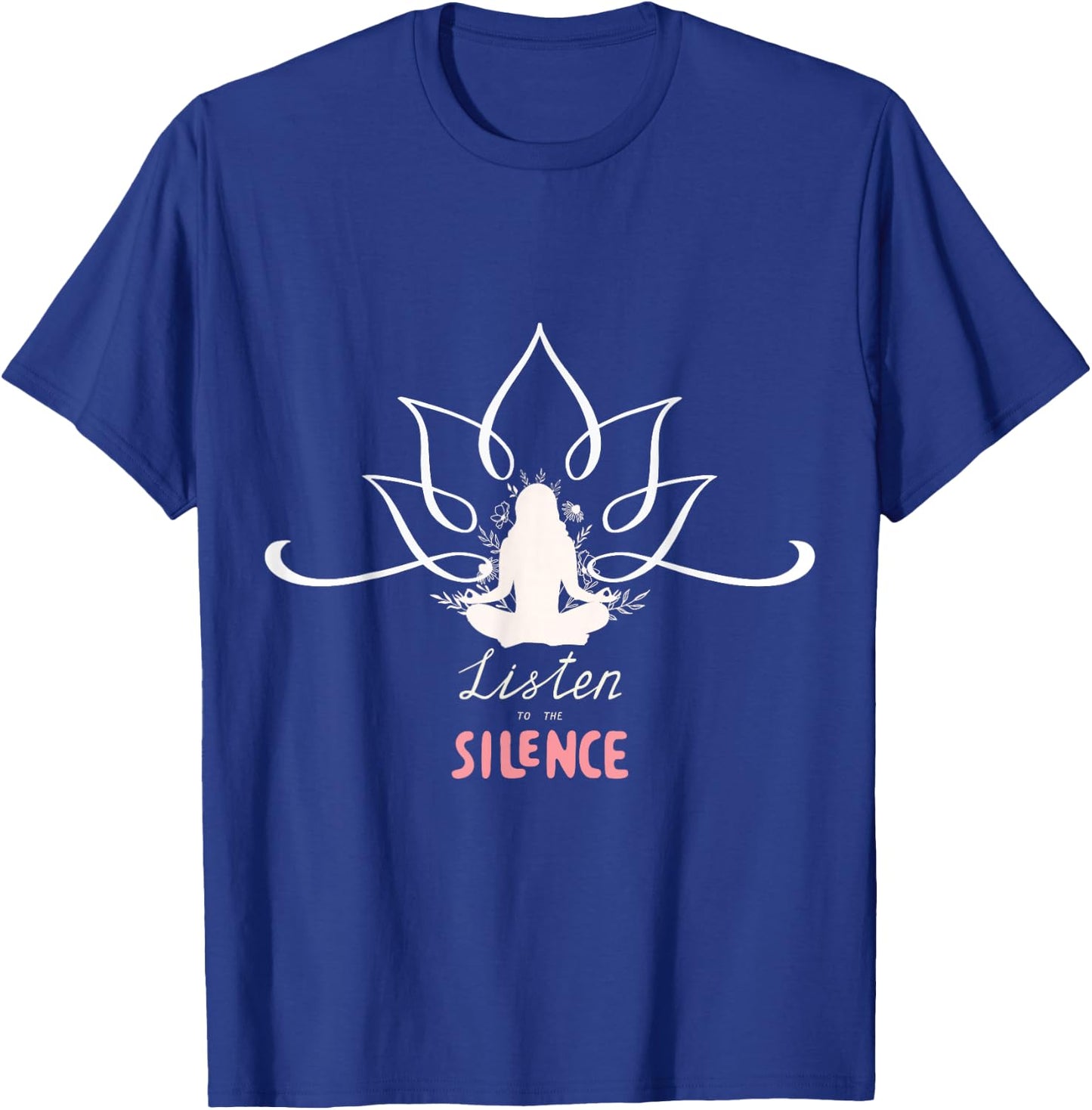 Meditative Silence: Yoga Lotus Design T-Shirt - T-Shirt | Royal