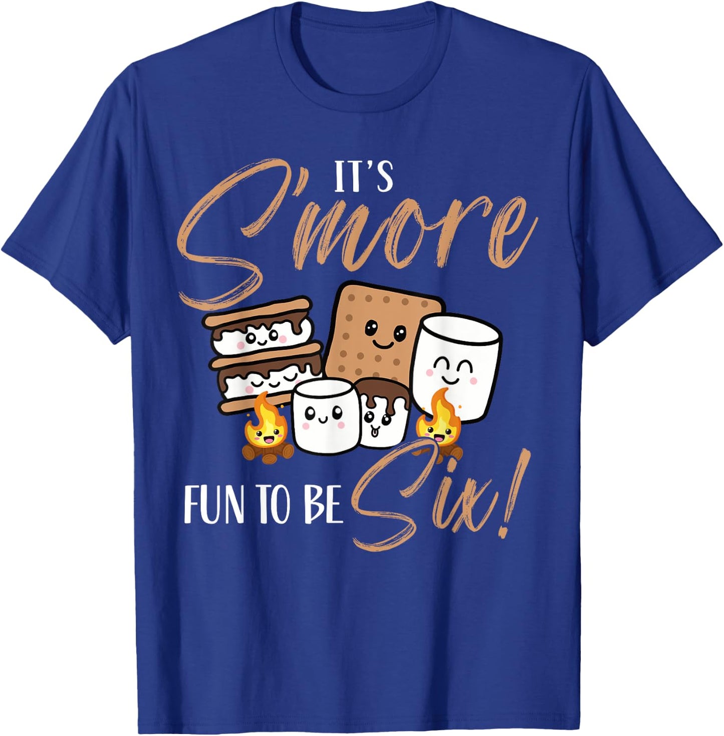 Birthday Campfire Marshmallow It's S'more Fun To Be Six 6th T-Shirt - T-Shirt | Royal