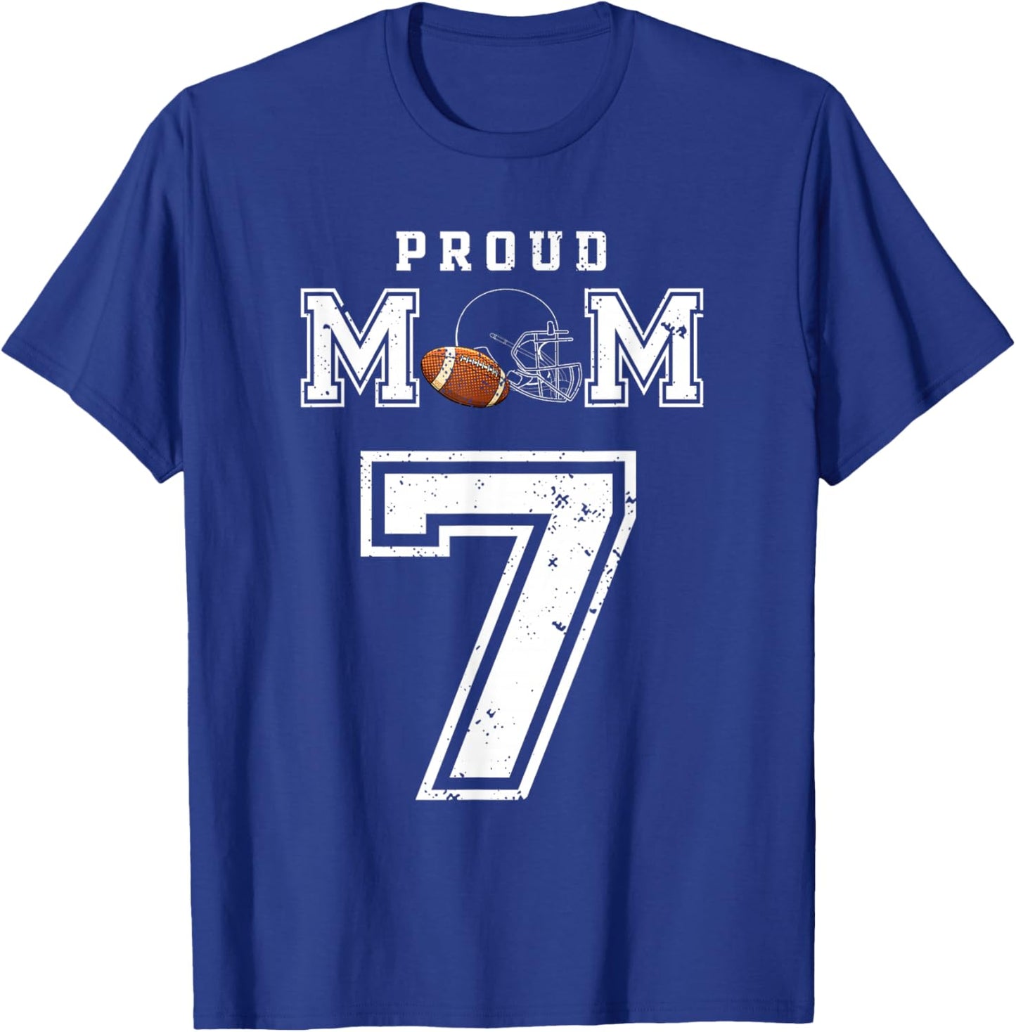 Custom Proud Football Mom Number 7 Personalized T-Shirt - T-Shirt | Royal