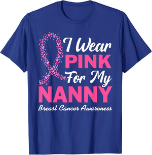 I Wear Pink For My Nanny Grandma Breast Cancer Awareness Kid T-Shirt - T-Shirt | Royal