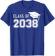 Class of 2038 Grow With Me First Day of School Graduation T-Shirt - T-Shirt | Royal