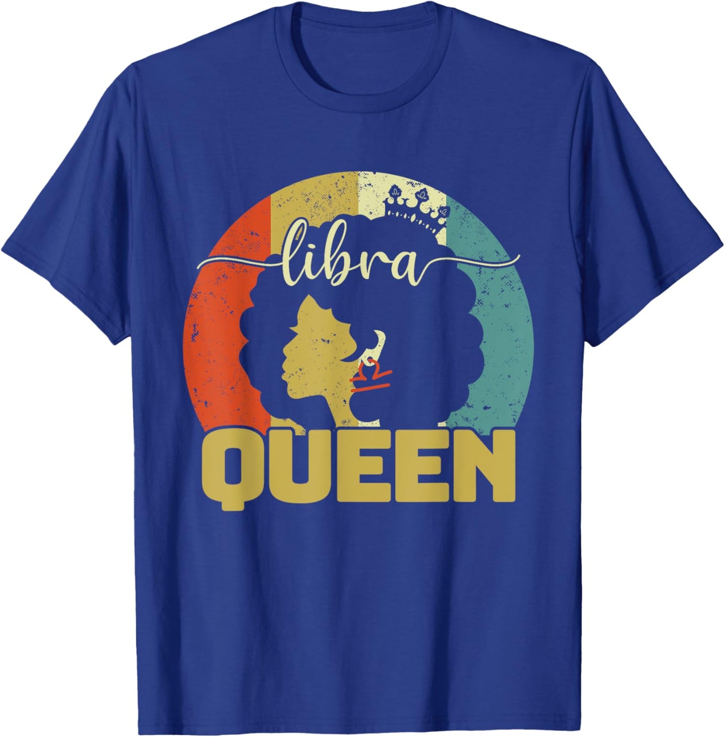 Libra Queen Libra Birthday Afro Libra Zodiac Sign Vintage T-Shirt - T-Shirt | Royal