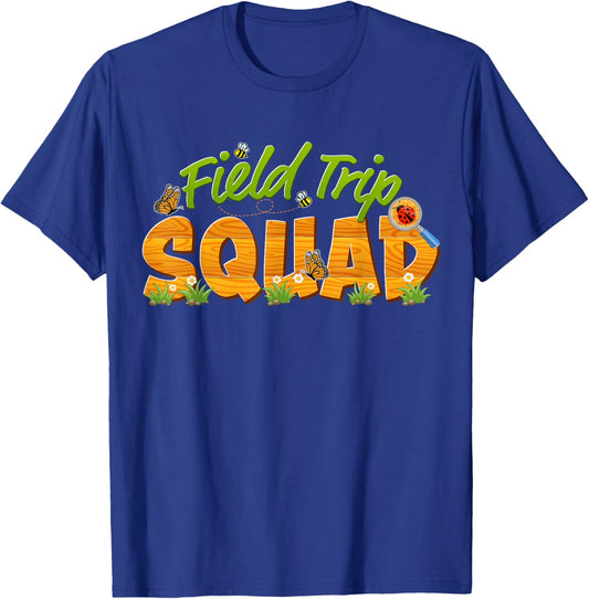 Nature Field Trip Squad School Matching Teacher Green Fields T-Shirt - T-Shirt | Royal