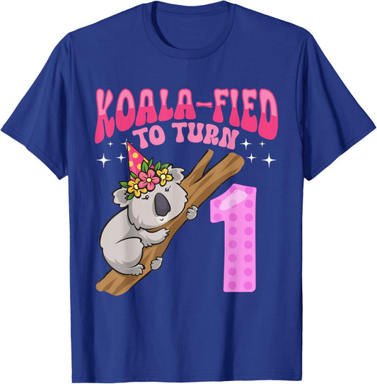Koala-fied To Turn 1 Year Old 1st Birthday Party Koala Girl T-Shirt - T-Shirt | Royal