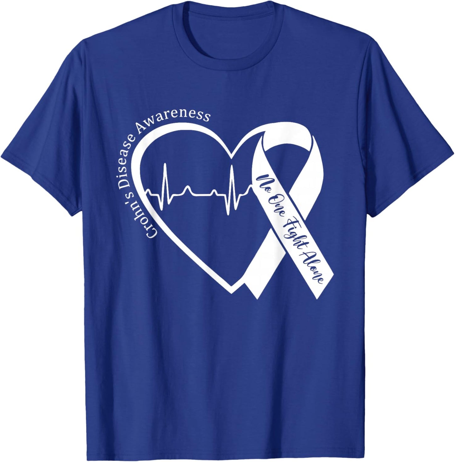 Crohns Disease Heart Support Purple Ribbon Crohn's Awareness T-Shirt - T-Shirt | Royal