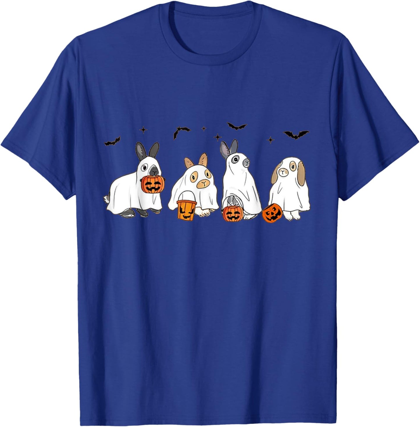 Cute Fall Ghost Bunny Rabbit Halloween Costume Spooky Season T-Shirt - T-Shirt | Royal