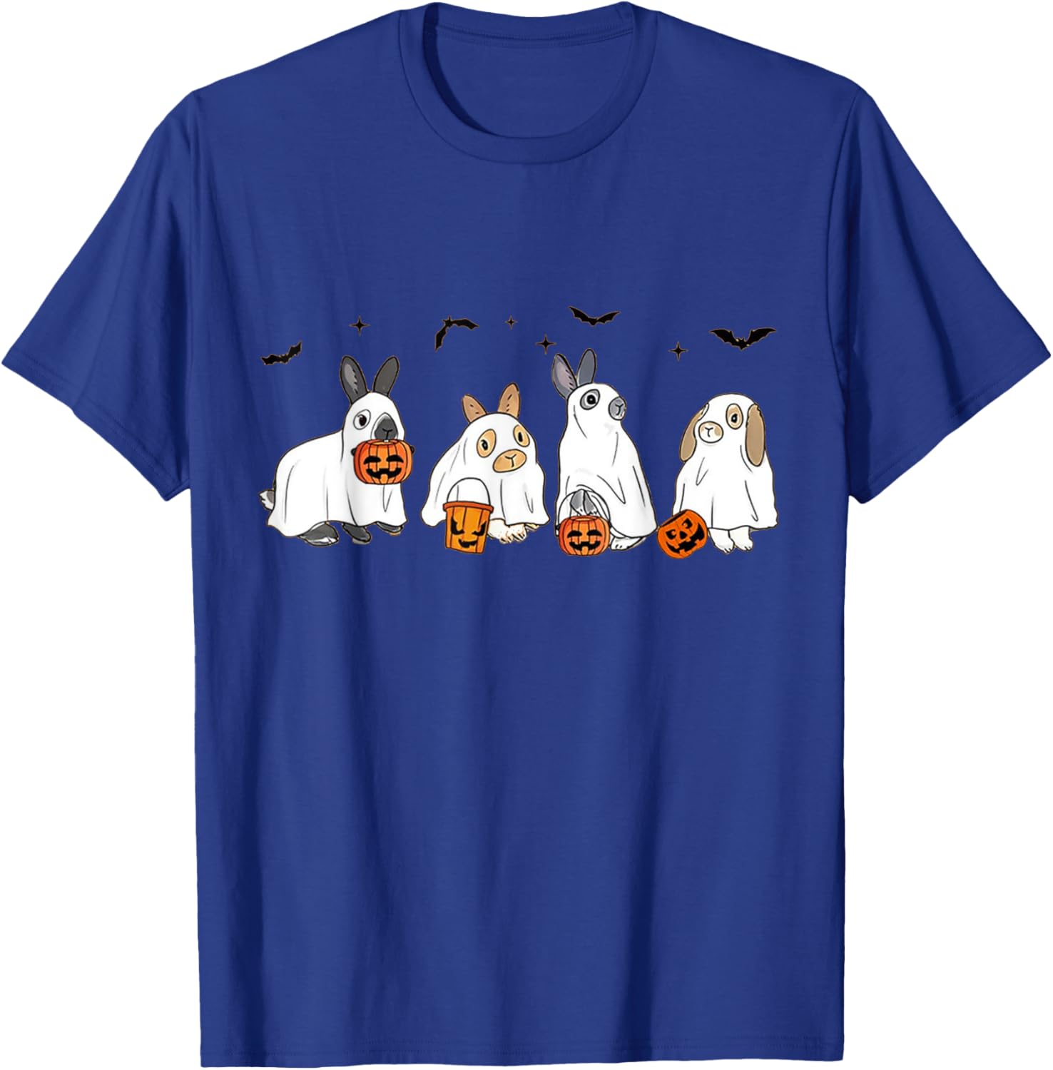 Cute Fall Ghost Bunny Rabbit Halloween Costume Spooky Season T-Shirt - T-Shirt | Royal
