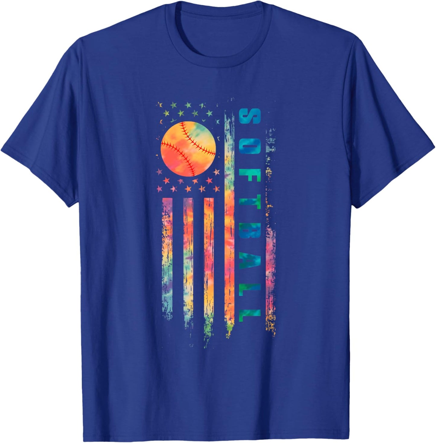 Tie Dye Softball Teen Girls Softball Player USA Flag T-Shirt - T-Shirt | Royal