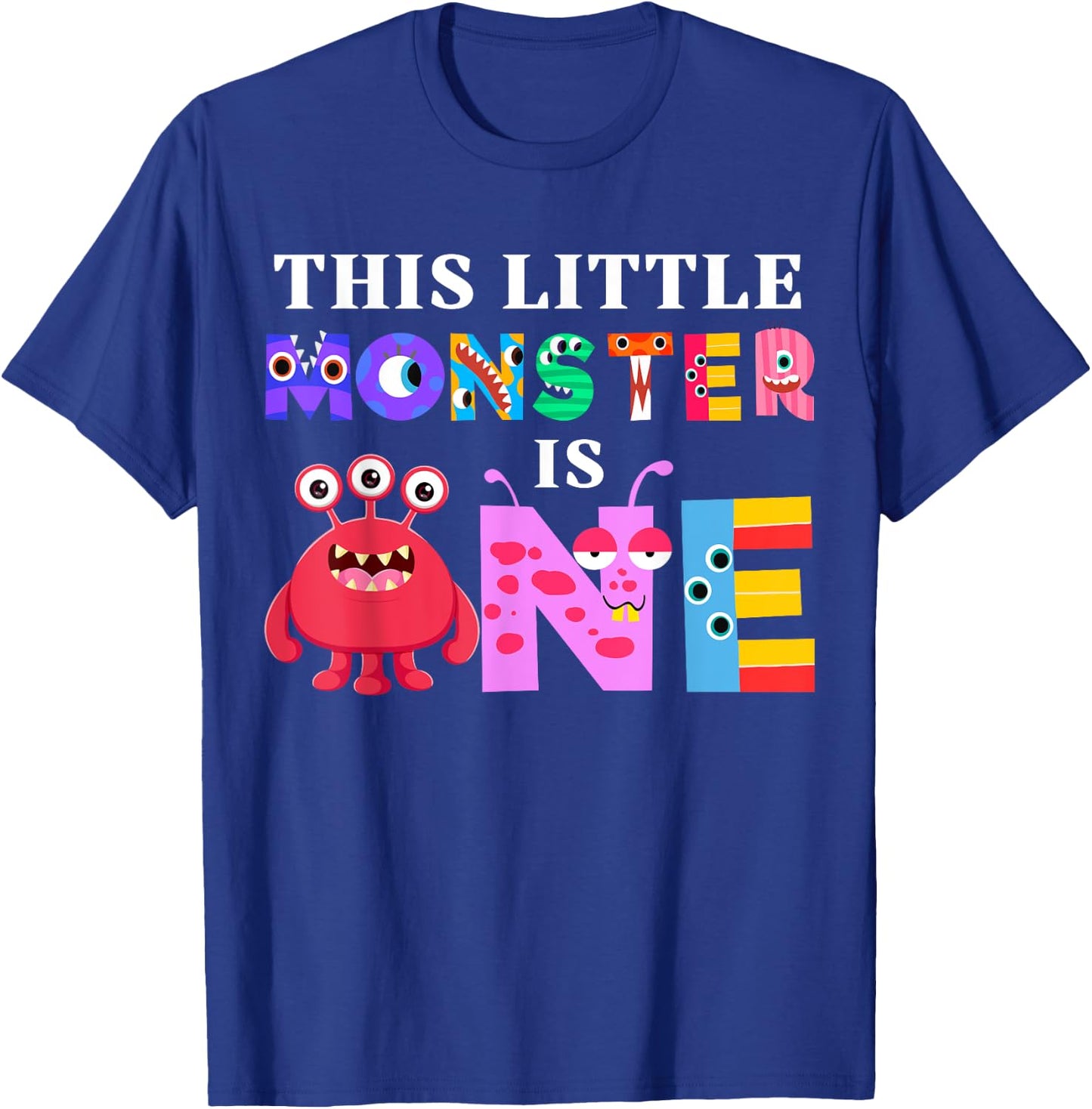 This Little Monster is One 1st Birthday Party Family Monster T-Shirt - T-Shirt | Royal